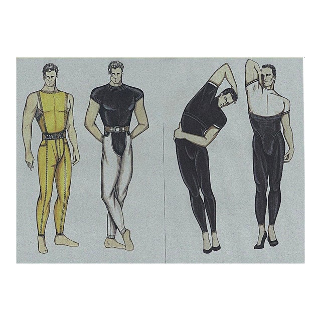 C1990 Set of 2-Versace Theater Dance Costume Fashion Designs, Matted For Sale