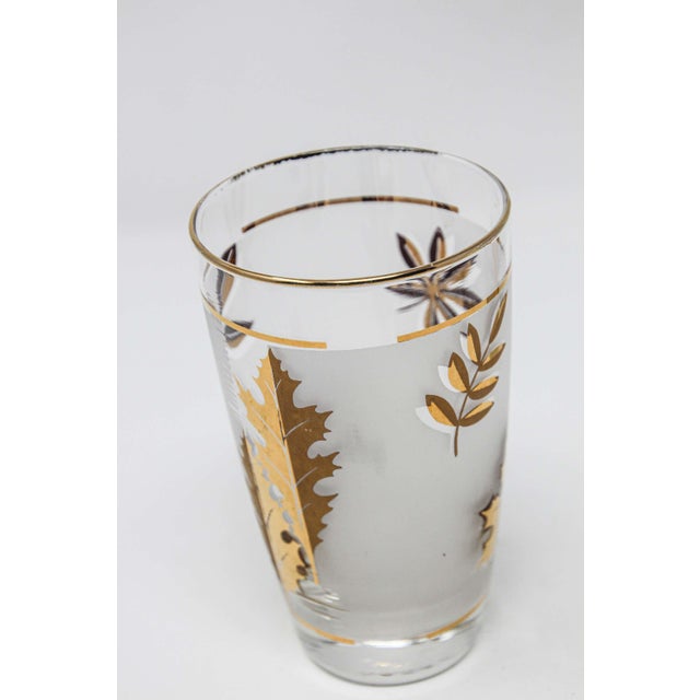 Libbey Glass Co. Vintage Libbey Cocktail Glasses Set, Frosted Glass with Gold Leaf For Sale - Image 4 of 18