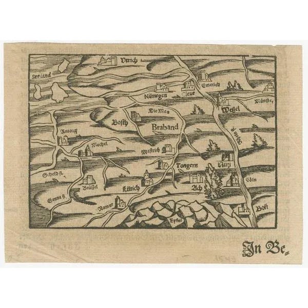 Woodcut Map of Brabant and the Rhine Valley, 1549 For Sale - Image 3 of 10