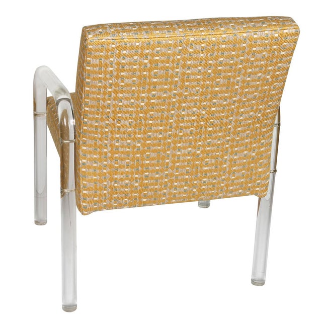 Pace Collection Single Pace Lucite Chair With Ochre & French Blue Upholstery For Sale - Image 4 of 4