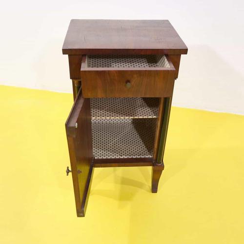 Wood Empire Nightstand in Wood with Door and Drawer For Sale - Image 7 of 12