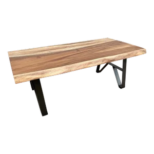 Industrial Style Live Edge Walnut Cocktail Coffee Table With Bow Tie Inlays