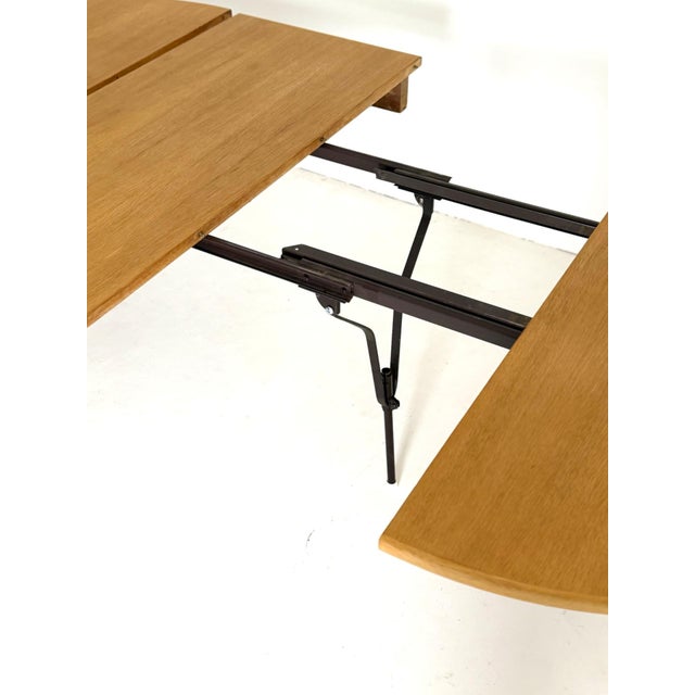 Wood Extendable Round Oak No 55 Table from Omann Jun, 1960s For Sale - Image 7 of 15
