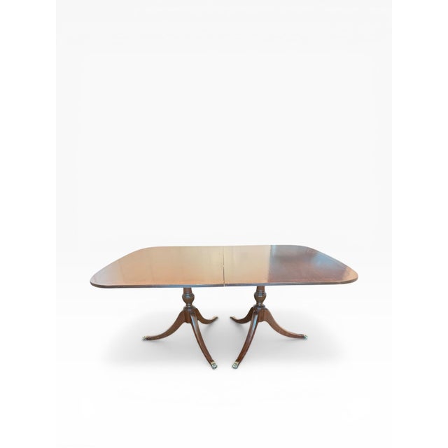 1954 Charak Mahogany Double Pedestal Dining Table With Two Leaves For Sale - Image 9 of 17