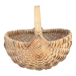 Antique American Splint Oak Basket With Handled Form, Late 19th Century