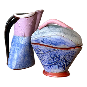 Vintage Boho Studio Pottery Cream and Sugar