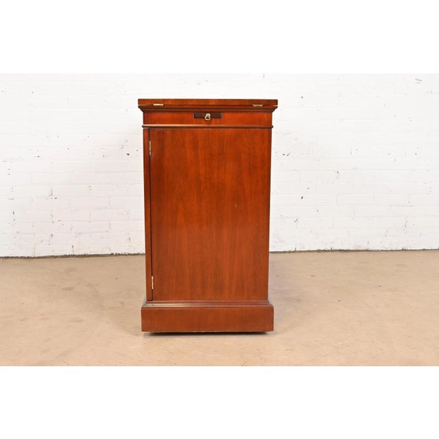 Kindel Furniture Regency Mahogany Flip Top Rolling Bar Cabinet For Sale - Image 9 of 12