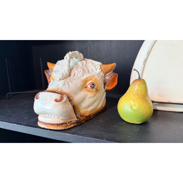Antique Staffordshire Bull Cheese Dish Keeper For Sale - Image 10 of 11