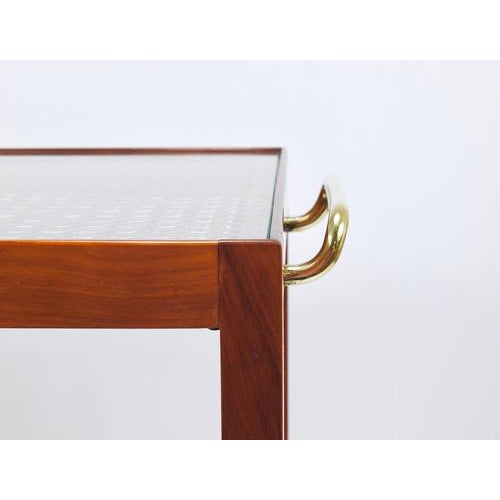 An elegant, sleek minimalist two-tiered bar cart or serving table from the 1930s, designed by Julius Jirasek and crafted...