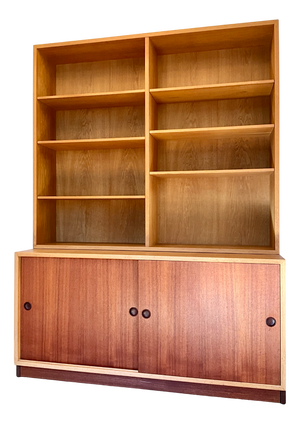 Teak and Oak 2-Part Cabinet by Borge Mogensen for Karl Andersson & Soner, Denmark, 1960s