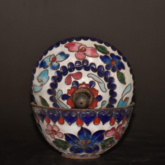 Chinese Vintage Chinese Cloisonné Covered Box With Peony Design For Sale - Image 3 of 8