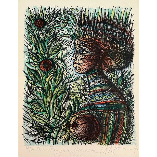 Artist: Jean Carzou Country: France Title: Pour Hangwa Geijuton Medium: Original Lithograph Marks: Pencil signed and...