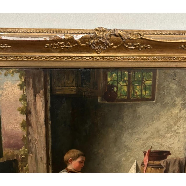 Mid 19th Century Boys With Dog by Jan Walraven (Dutch 1827-1878) For Sale In Los Angeles - Image 6 of 8