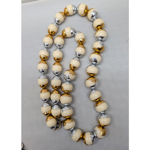 Metal Vintage Signed Alexis Kirk Modernist Beaded Necklace For Sale - Image 7 of 8