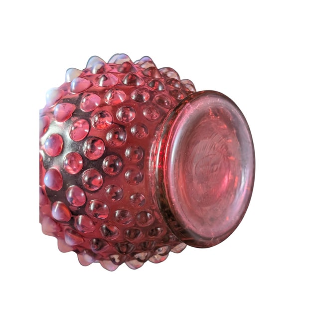 Mid 20th Century Fenton Midcentury Cranberry Hobnail Opalescent Glass Bud Vase 4.5" For Sale - Image 5 of 5