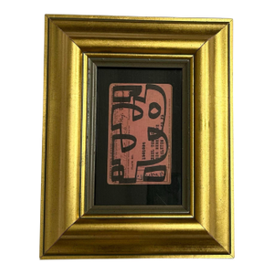 Contemporary Original Wayne Cunningham Abstract Marker Drawing on Vintage License