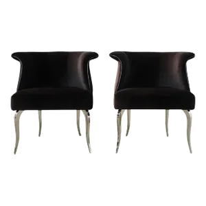 Pair of Fendi Casa Velvet Chrome Tulip Chairs