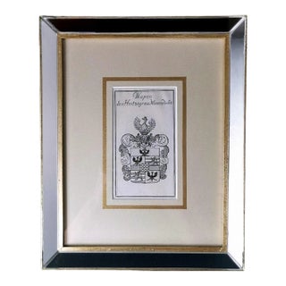 Mirror Frame With Engraved Dutch Print Depicting Dukes of Mirandola Coat of Arms For Sale