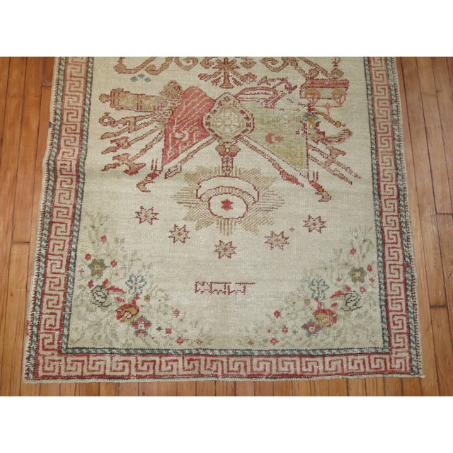 Early 21st Century Ivory Antique Turkish Ghiordes Rug - 4' x 5'9" For Sale - Image 5 of 6