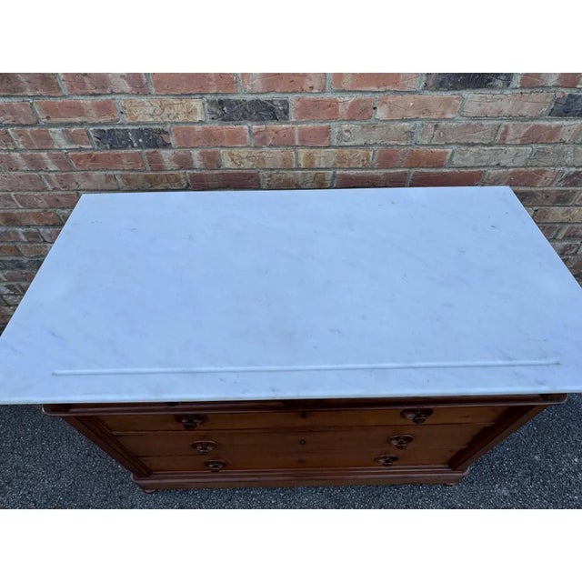 Traditional 19th Century French Chest W/White Marble Top For Sale - Image 3 of 11
