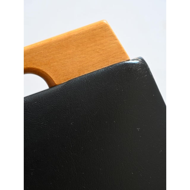 Vintage Stool in Wood and Leather, 1960s For Sale - Image 4 of 9