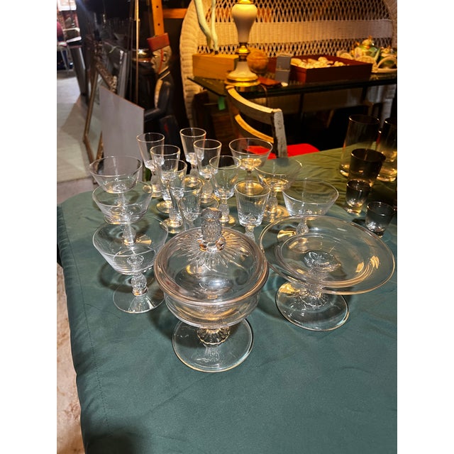 1970s Collection of Glasses and Serving Pieces With Pineapple Stems - 18 pcs For Sale - Image 4 of 12