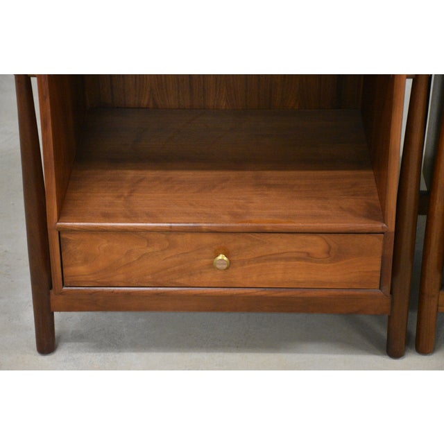 Drexel 1960s Refinished Kipp Stewart Declaration Walnut Nightstands - A Pair For Sale - Image 4 of 9
