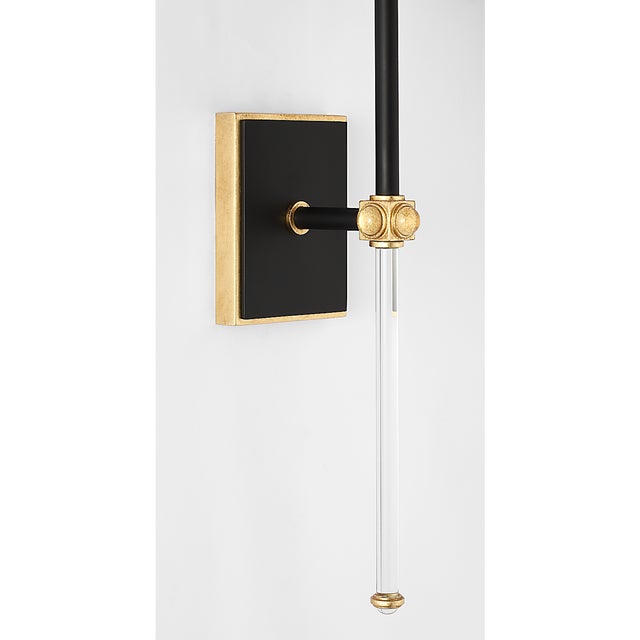 Julie Neill for Visual Comfort Signature Lucia 21" Cordless Sconce in Matte Black and Crystal with Linen Shade For Sale - Image 10 of 13