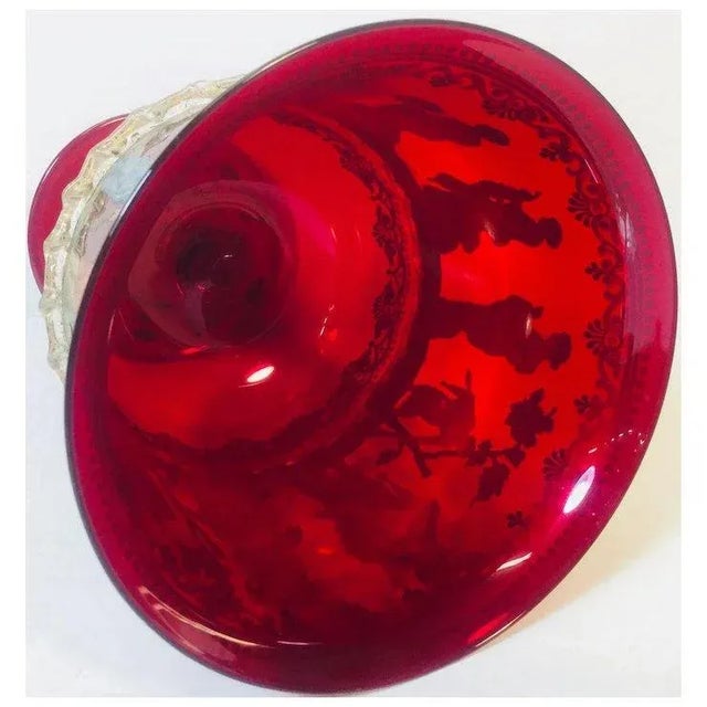Ruby Red 1920s Italian Venetian Salviati Murano Hand Enameled Ruby Glass Chalice For Sale - Image 8 of 11