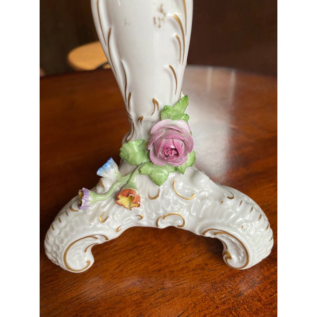 Early 20th Century Antique Von Schierholtz Porcelain Candleholders With Flower Accents - a Pair For Sale In Dallas - Image 6 of 10