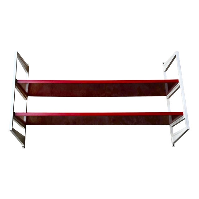 Space Age Modular Wall Shelf in Red and White, 1970s For Sale