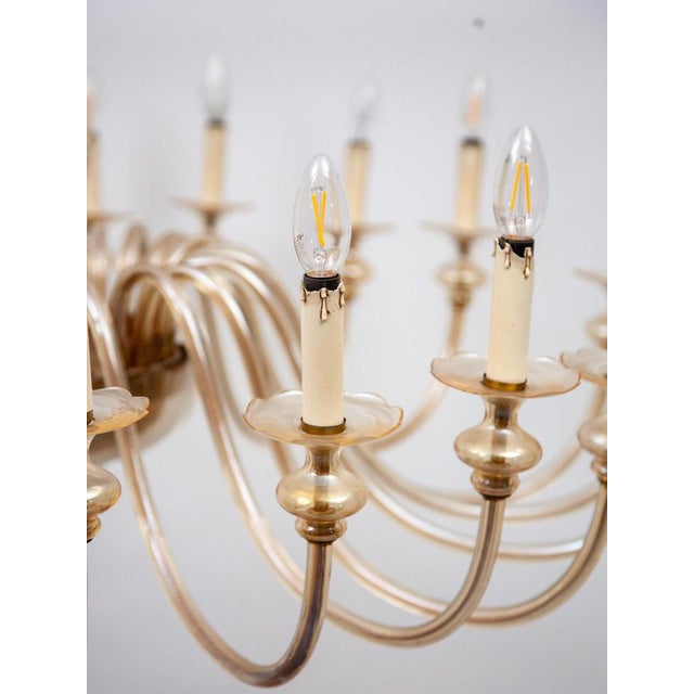 Large 24-Arm Amber Murano Glass Chandelier, 1950 For Sale - Image 9 of 17