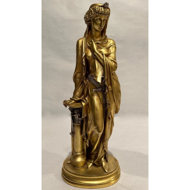 Mid 19th Century Pair of 19th Century Gilt and Silvered Bronze Sculptures of Women For Sale In New York - Image 6 of 12