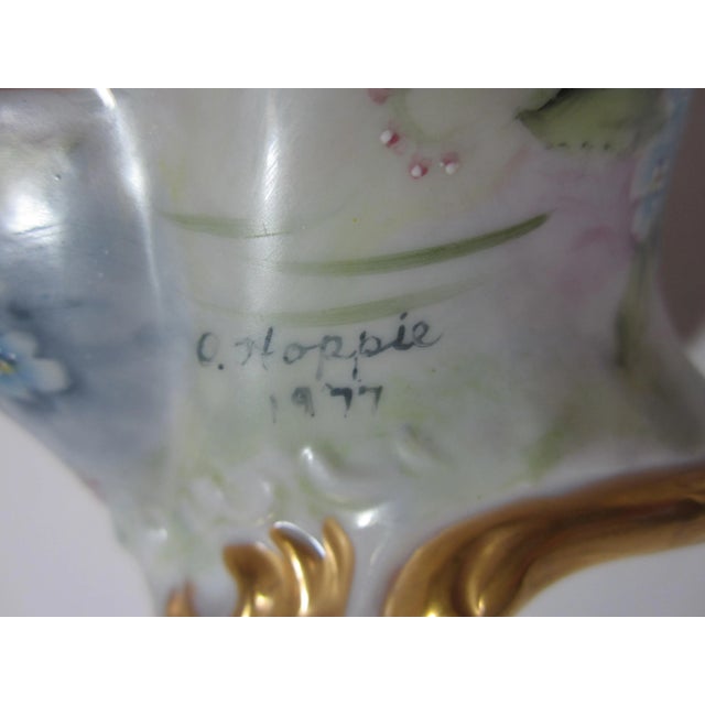 1970s Hand Painted Porcelain Basket For Sale - Image 6 of 7