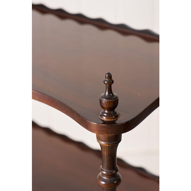 19th Century 19th Century English Mahogany Bookshelf With Serpentine Shelves + Scalloped Back For Sale - Image 5 of 8