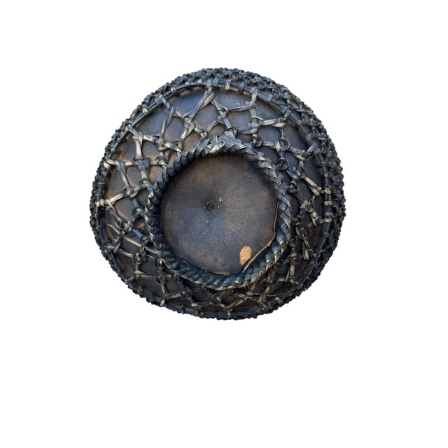 Mid 20th Century Vintage Woven Basket Covered Gourd With Lid For Sale - Image 5 of 6