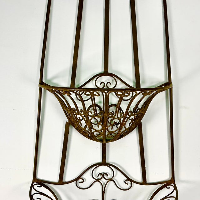 1950s Vintage Italian Mediterranean Boho Chic 2 Tier Ironwork Jardinere Planter, Wall Mounted. For Sale - Image 6 of 14