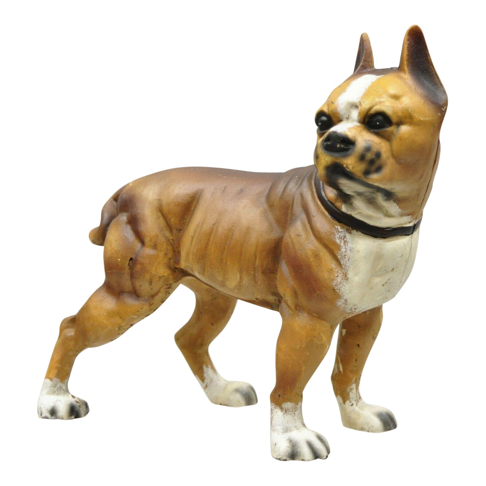 Antique Cast Iron Brown Painted Bulldog Boxer Dog Doorstop Chairish