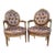 Antique French Louis XV Style Ornate Carved Giltwood Fauteuil Armchairs Newly Reupholstered - Pair For Sale