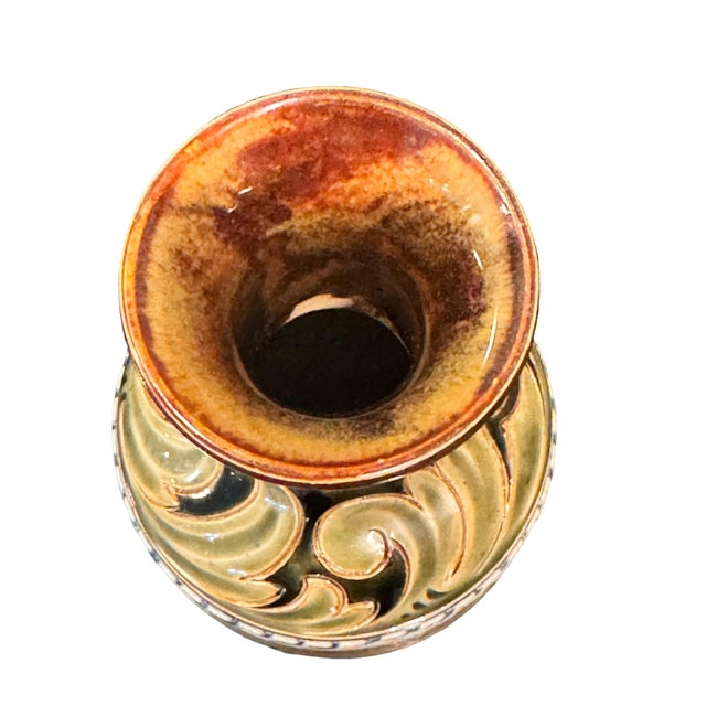 Antique Royal Doulton Lambeth Stoneware Hanna Barlow Incised Donkey Vase For Sale - Image 11 of 17