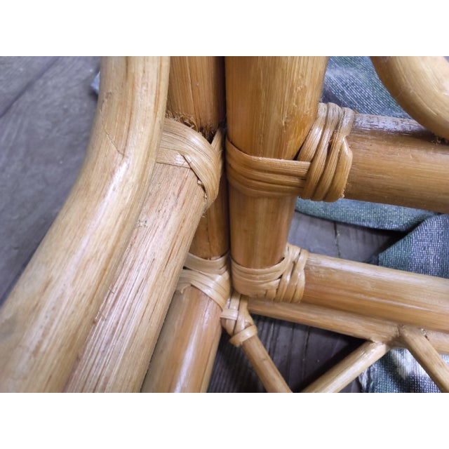 Mid 20th Century Ficks Reed Type Bamboo/Rattan Glass Top End Table For Sale - Image 6 of 9