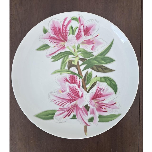 Late 20th Century Set of 7 Botanical Porcelain Dinner Plates by the Haldon Group For Sale - Image 4 of 9