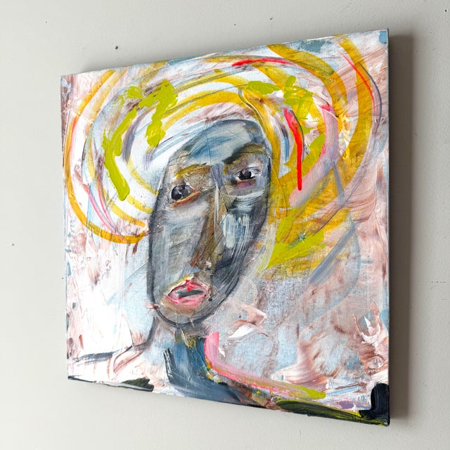 Figurative Gray Lady Surprise Painting For Sale - Image 3 of 6