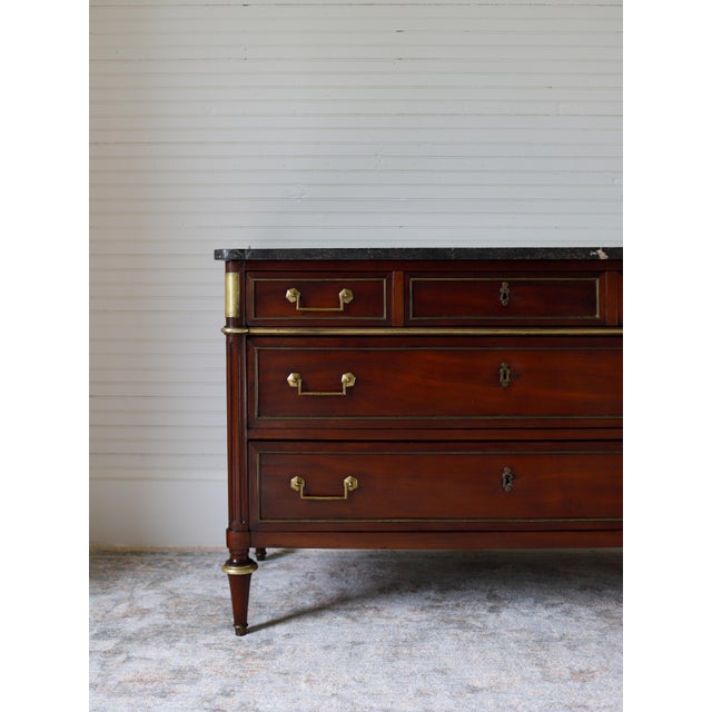 19th Century French Louis XVI Commode With Black Marble Top For Sale - Image 6 of 14