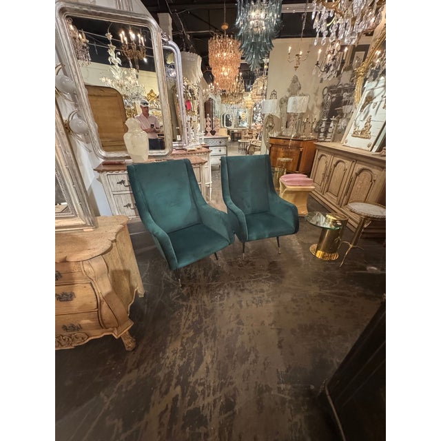 Metal Pair of Italian Marco Zanuso Manner Club Chairs For Sale - Image 7 of 7