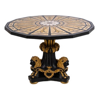 Italian Neoclassical Pietra Dura Inlaid Marble Center Table For Sale