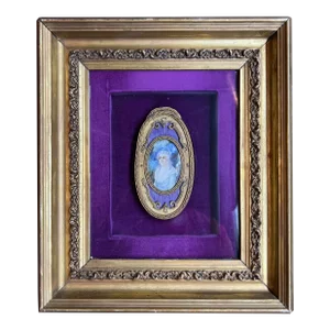 19th Century French d'Ore Bronze Enameled Portrait of a Noble Lady
