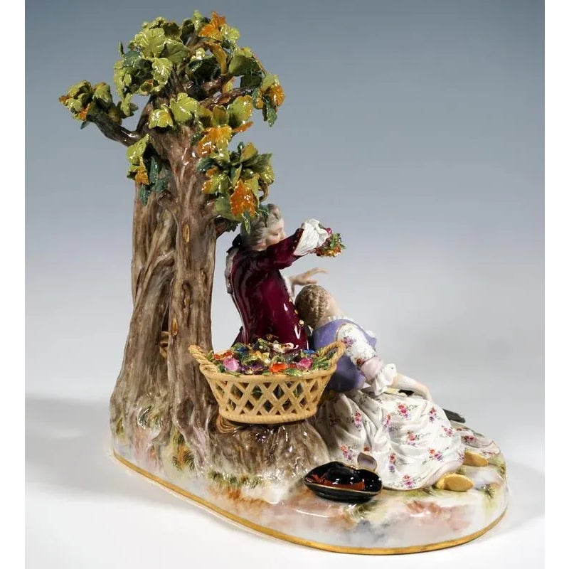 Shpherd Couple Under Trees Figurine by J.J. Kaendler for Meissen