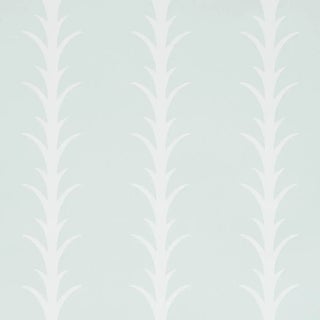 SAMPLE - Schumacher x Celerie Kemble Acanthus Stripe Wallpaper In Ivory On Mineral For Sale