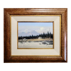 Gene Speck -Indian Encampment With Teepee- Oil Painting
